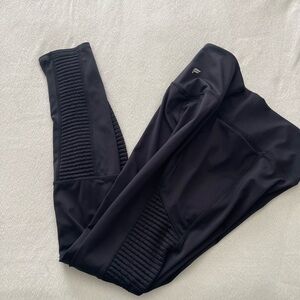 Fabletics Black Leggings with Ribbed Detail